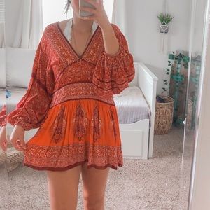 SOLD ree people balloon sleeve red boho dress